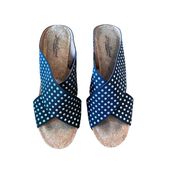 Lucky Brand Miller Wedge Studded Black Criss Cross Sandal 70’s Boho Ladies 8 - Picture 1 of 14